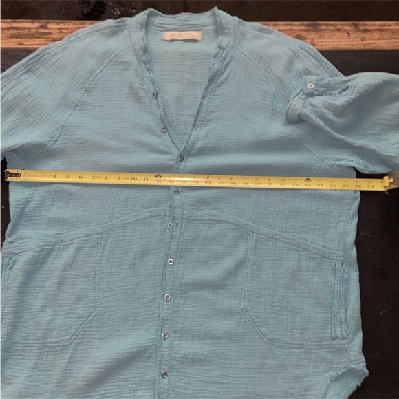 FreePeople] Teal Oversized raw edge Shirts Tunic Dress - Picture 8 of 10